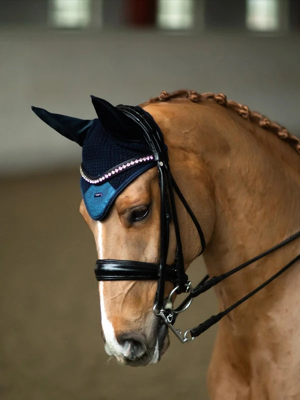 Equestrian Stockholm Ear Bonnet Blue Meadow Glimmer 1 Equestrian Stockholm Ear Bonnet Blue Meadow Glimmer