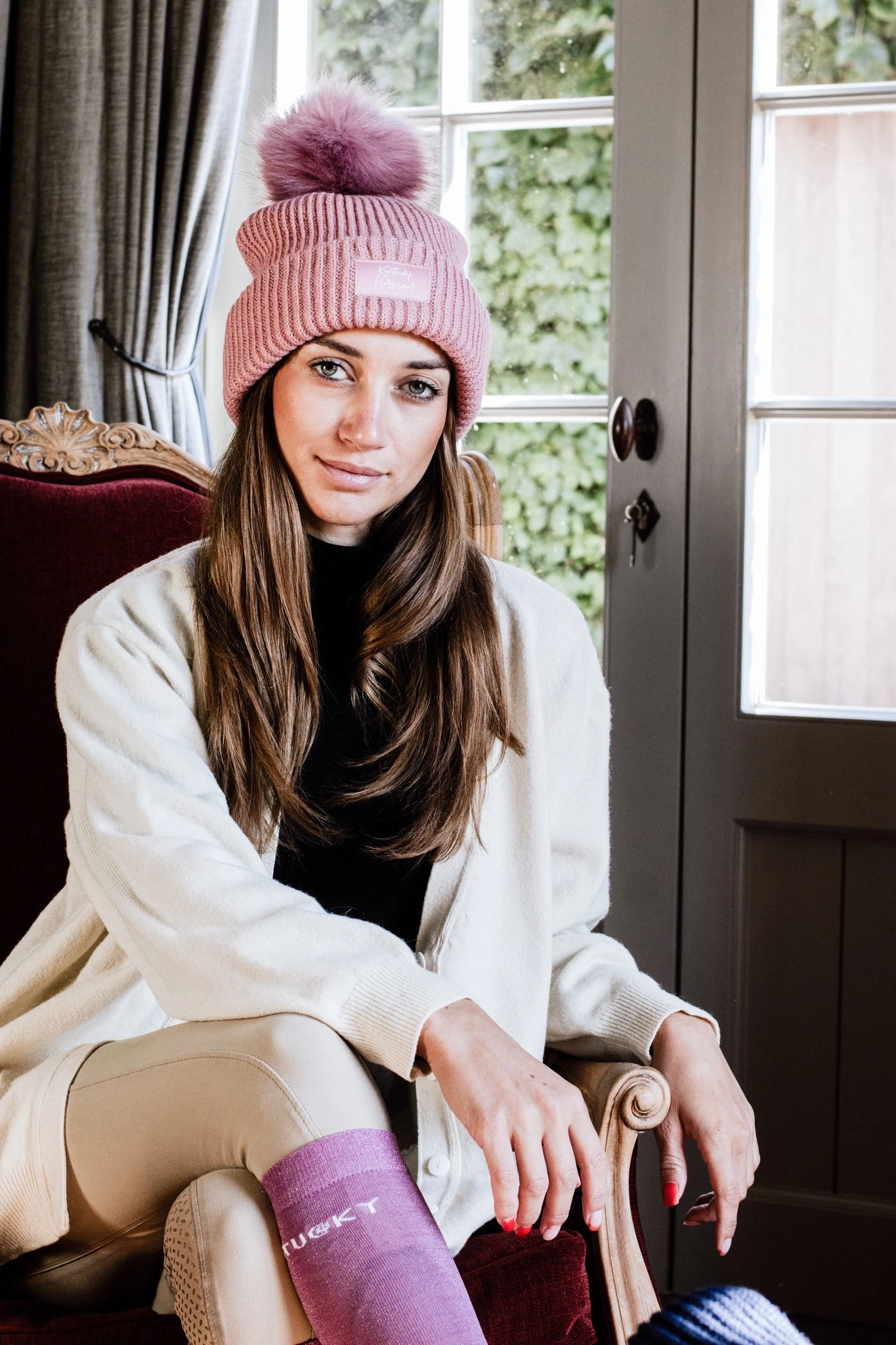 Kentucky Beanie Pompom Old Rose 2 Kentucky Beanie Pompom Old Rose - Image 2