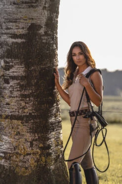 PS Of Sweden Minna Sleeveless Polo Shirt Sand -Saddle Shop DSC 7529 1