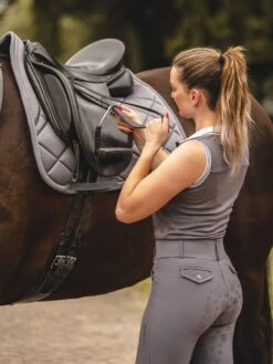 PS Of Sweden Floret Dressage Saddle Pad Grey -Saddle Shop MinnaGreyandFloretSaddlepadGrey