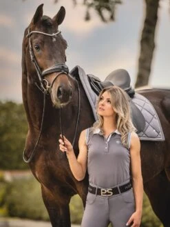 PS Of Sweden Floret Dressage Saddle Pad Grey -Saddle Shop MinnagreyandFloretpadgrey