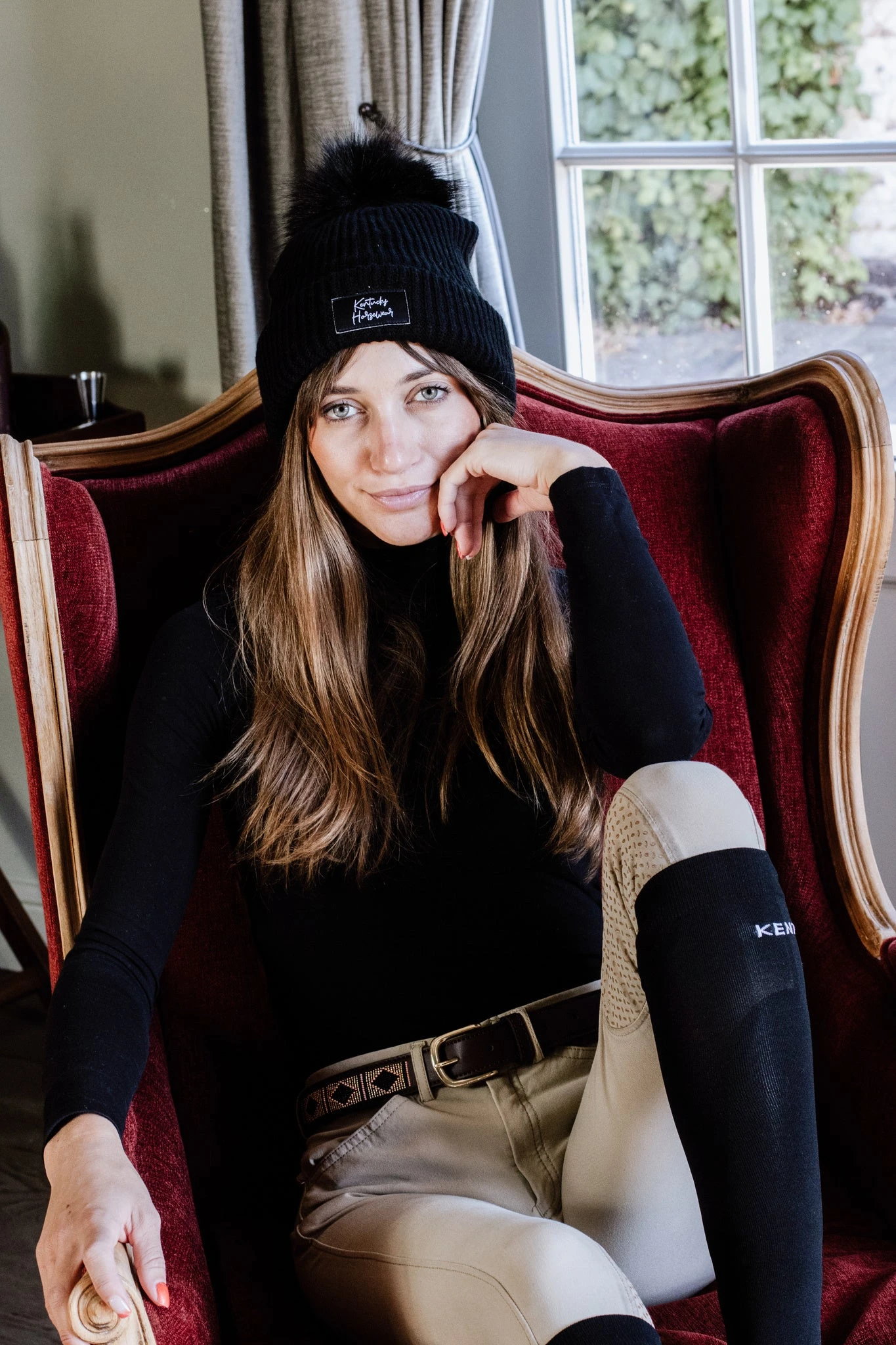 Kentucky Beanie Pompom Black 2 Kentucky Beanie Pompom Black - Image 2