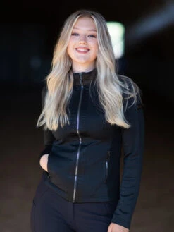 Equestrian Stockholm Fleece Jacket All Black Glimmer -Saddle Shop black glimmer riding jacket ridjacka reitjacke rij jas hov