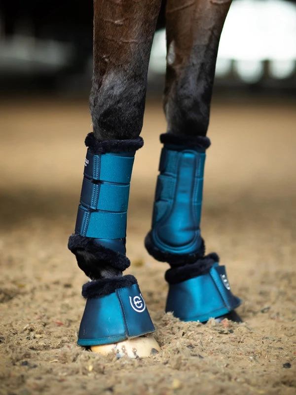 Equestrian Stockholm Fleece Bell Boots Blue Meadow 2 Equestrian Stockholm Fleece Bell Boots Blue Meadow - Image 2