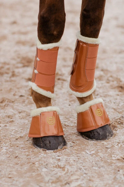 Equestrian Stockholm Fleece Brushing Boots Bronze Gold 2 Equestrian Stockholm Fleece Brushing Boots Bronze Gold - Image 2