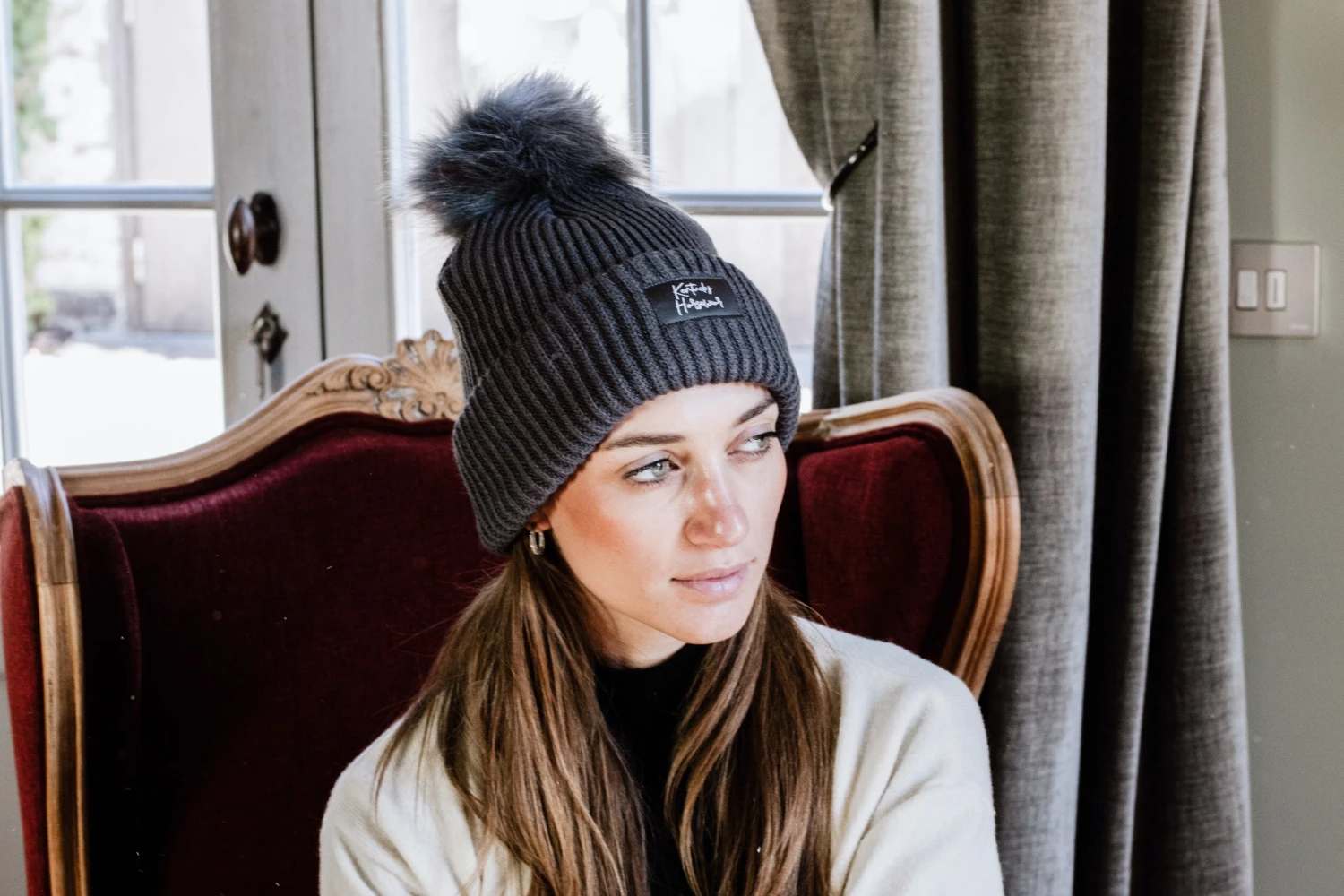 Kentucky Beanie Pompom Grey 2 Kentucky Beanie Pompom Grey - Image 2