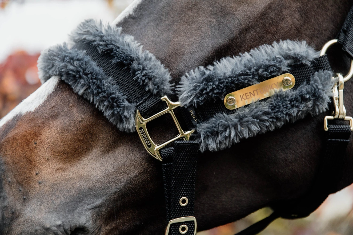 Kentucky Nylon Sheepskin Halter Grey 2 Kentucky Nylon Sheepskin Halter Grey - Image 2