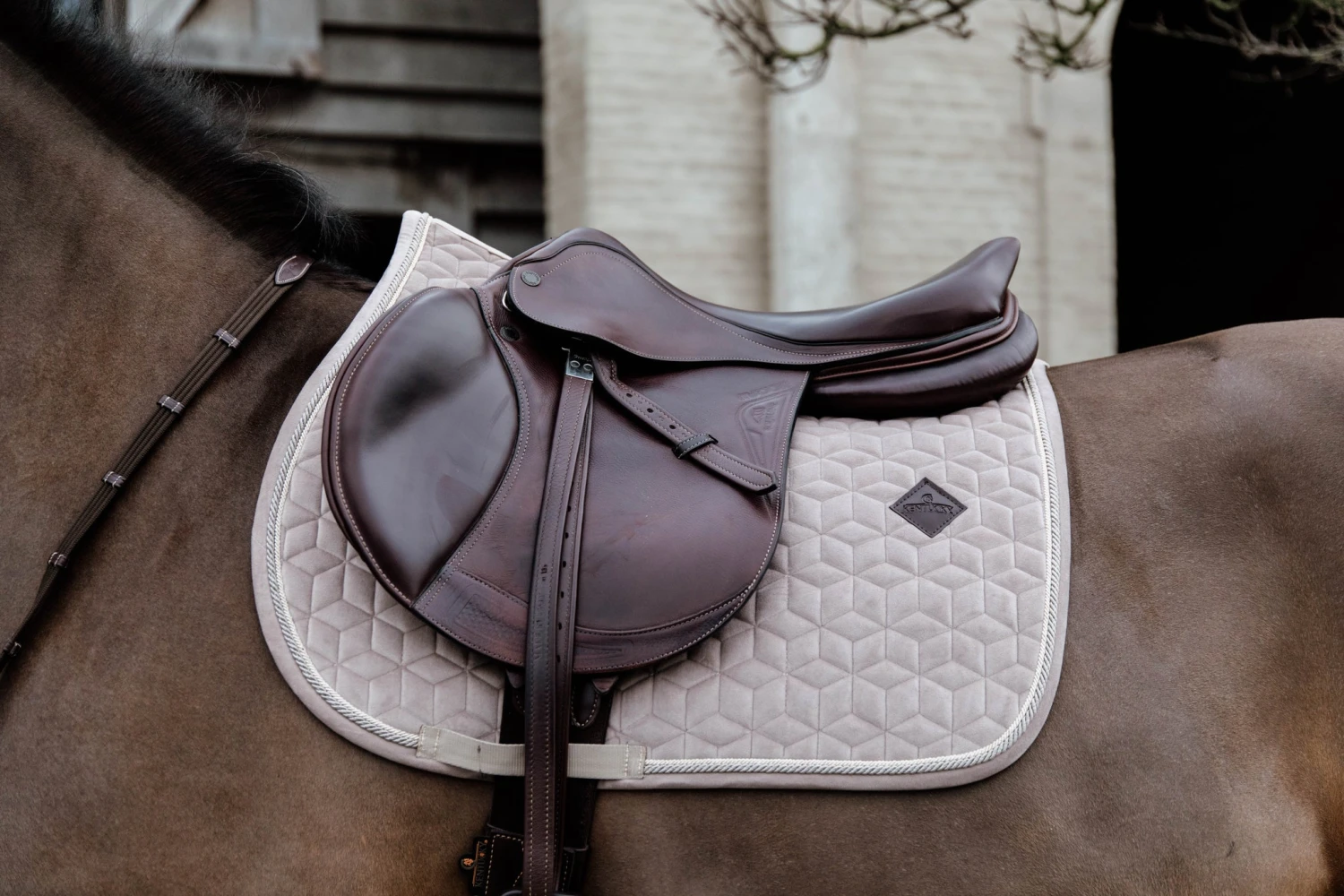 Kentucky Velvet Jump Saddle Pad Beige 2 Kentucky Velvet Jump Saddle Pad Beige - Image 2