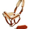 Equestrian Stockholm Fleece Headcollar & Lead Bronze Gold