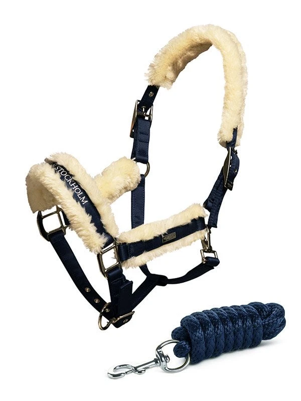 Equestrian Stockholm Fleece Headcollar & Lead Navy 1 Equestrian Stockholm Fleece Headcollar & Lead Navy