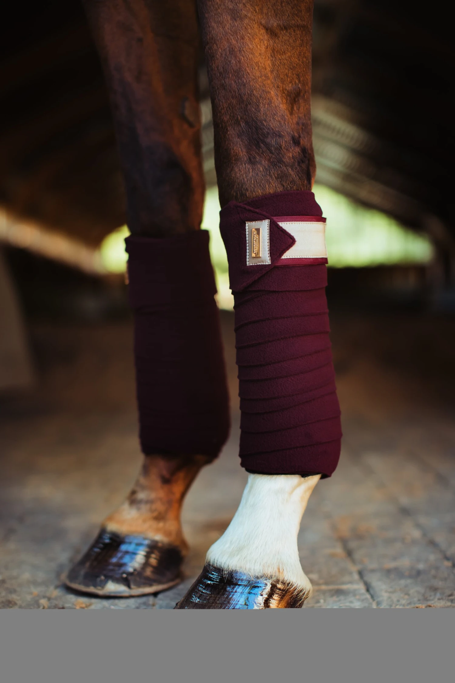 Equestrian Stockholm Bandages Merlot Crystal Gold 2 Equestrian Stockholm Bandages Merlot Crystal Gold - Image 2