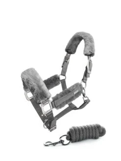 Equestrian Stockholm Fleece Headcollar & Lead Silver Cloud