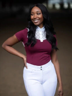 Equestrian Stockholm Crystal Champion Top White Bordeaux -Saddle Shop white bordeaux riding top ridtopp oben reiten top rijden on3