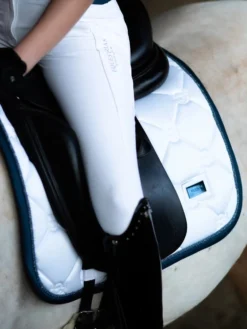Equestrian Stockholm Dressage Saddle Pad White Blue Meadow -Saddle Shop white dressage saddle pad dressyrschabrak dressurschabracke dressuur zadeldekje hov 3